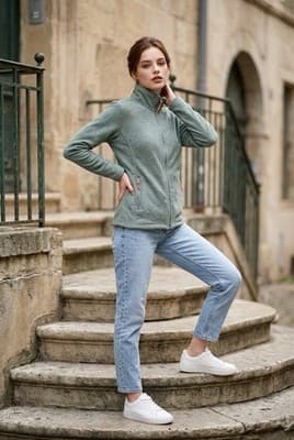 Columbia Women’s Benton Springs Green Fleece Full Zip Up Jacket Size M - Thumbnail 2