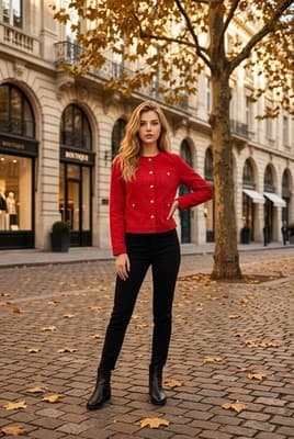 Red Denim Jacket Women’s – Classic Button Front Jean Jacket – Casual Layering - Thumbnail 3