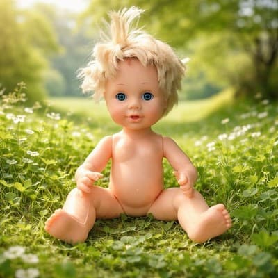 Vintage Circa 12” Baby Doll Wet & Drink Sleep Eye Blonde Rooted Hair Made In USA - Thumbnail 4