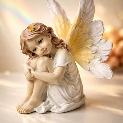 Wooden Fairy Garden Statue with Hand-painted Details for Indoor Outdoor - Thumbnail 3