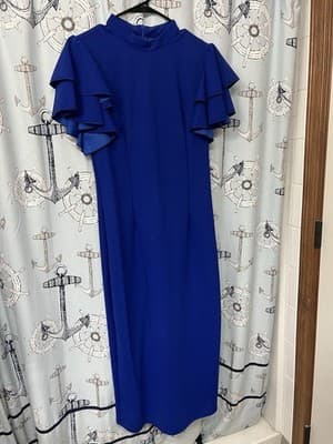 Free People Women's Blue Navy Tunic Dress Size Large Short Sleeve Round Neck - Thumbnail 7