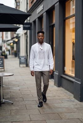 White Cotton Embroidered Shirt with Traditional Ukrainian Floral Embroidery Smal - Thumbnail 4