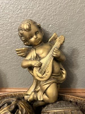 This Decorative Cherub Figurine Represents A Popular Mid-20th Century Home Decor - Thumbnail 2