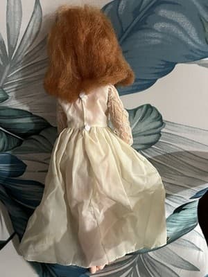 Vintage Plastic Bride Doll with Rooted Hair and Lace Wedding Gown. 1950s 60s - Thumbnail 6