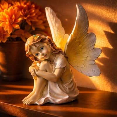 Wooden Fairy Garden Statue with Hand-painted Details for Indoor Outdoor - Thumbnail 2