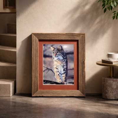 Framed Photographic Print of A Bobcat. Antique Art. Original Frame - Thumbnail 6