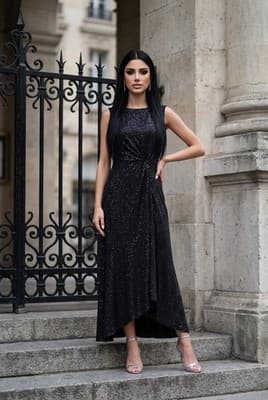 MAURICES ladies size medium sleeveless maxi dress, Black Color - Thumbnail 3