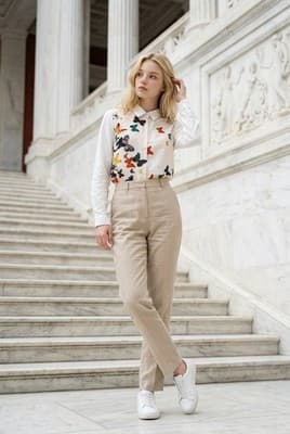 Women's Blouse Top Size Large Butterfly Print Long Sleeve Button Up Lightweight - Thumbnail 10