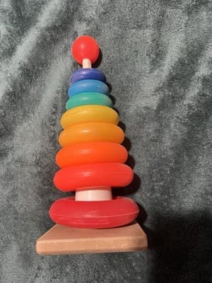 Vintage Fisher Price Rock-A-Stack #740 Plastic Rings 10 Ring Ball Vintage 1970s - Thumbnail 8