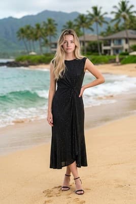 MAURICES ladies size medium sleeveless maxi dress, Black Color - Thumbnail 4