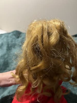 Vintage Composition Doll with Blonde Hair Sleepy Eyes and Red Dress. 19 Inches - Thumbnail 11