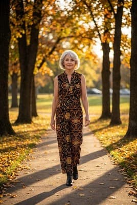 Contemporary Paisley-print Jumpsuit with Belt Medium Size Women's - Thumbnail 10
