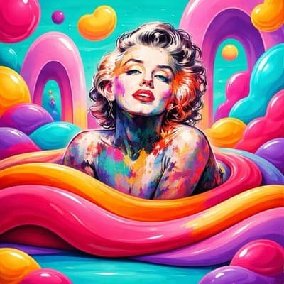 Contemporary pop art print depicting Marilyn Monroe in vibrant abstract style - Thumbnail 11