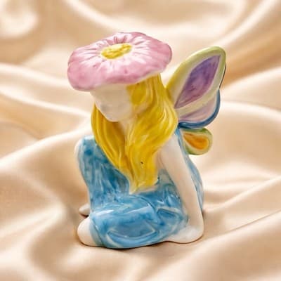 PIXIE FAIRY CERAMIC FIGURINE HAND PAINTED MYSTICAL FANTASY Sitting Closed Eyes - Thumbnail 9