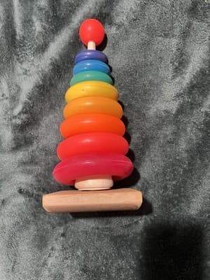 Vintage Fisher Price Rock-A-Stack #740 Plastic Rings 10 Ring Ball Vintage 1970s - Thumbnail 6
