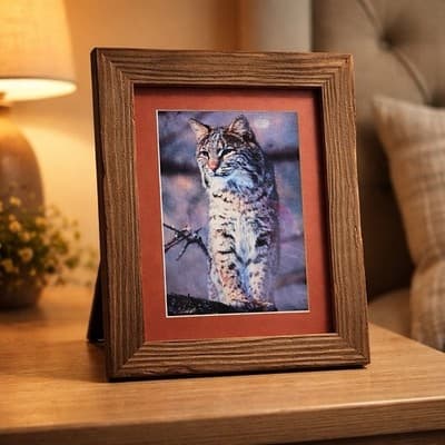 Framed Photographic Print of A Bobcat. Antique Art. Original Frame - Thumbnail 4