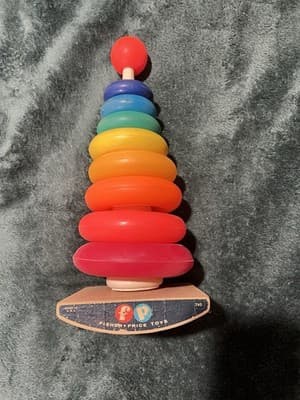 Vintage Fisher Price Rock-A-Stack #740 Plastic Rings 10 Ring Ball Vintage 1970s - Thumbnail 5