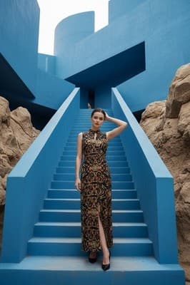 Contemporary Paisley-print Jumpsuit with Belt Medium Size Women's - Thumbnail 5