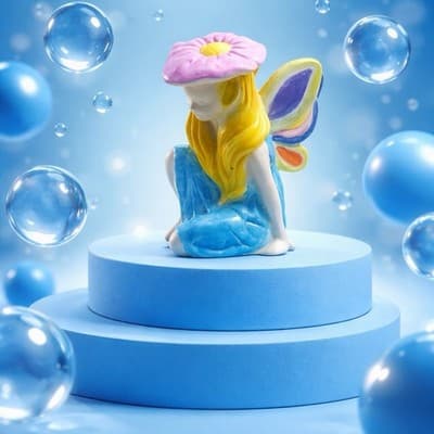 PIXIE FAIRY CERAMIC FIGURINE HAND PAINTED MYSTICAL FANTASY Sitting Closed Eyes