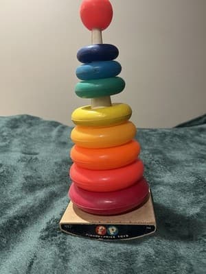 Vintage Fisher Price Rock-A-Stack #740 Plastic Rings 10 Ring Ball Vintage 1970s - Thumbnail 2