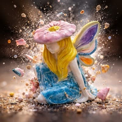 PIXIE FAIRY CERAMIC FIGURINE HAND PAINTED MYSTICAL FANTASY Sitting Closed Eyes - Thumbnail 7