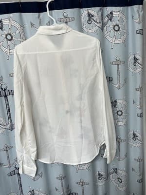 Women's Blouse Top Size Large Butterfly Print Long Sleeve Button Up Lightweight - Thumbnail 12