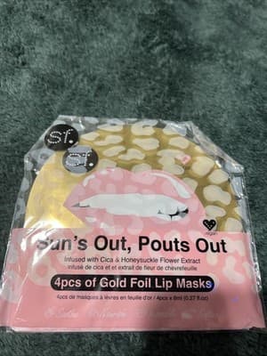 SF Glow Sun's Out Pouts Out Gold Foil Lip Mask Pack of 4 Vegan FabFitFun NEW