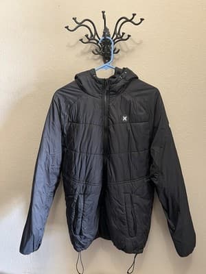 Black Quilted Puffer Jacket by Hurley Men’s Size Medium New Without Tags