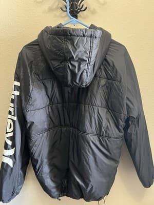 Black Quilted Puffer Jacket by Hurley Men’s Size Medium New Without Tags - Thumbnail 9