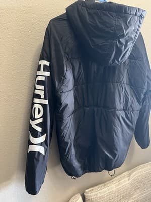 Black Quilted Puffer Jacket by Hurley Men’s Size Medium New Without Tags - Thumbnail 8