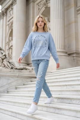 Maurices Women's Thankful Crew Neck Sweatshirt Blue Medium Long Sleeve Pullover - Thumbnail 7