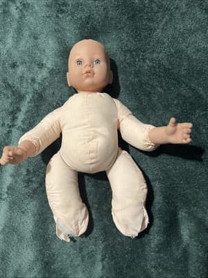 A Soft-bodied Baby Doll with Vinyl Head and Limbs Showing Wear. Vintage 1960s - Thumbnail 5