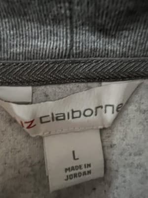 Liz Claiborne Funnel Neck Pullover Sweater In Gray Herringbone Pattern Size L - Thumbnail 4