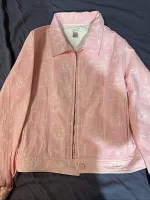 Pink Jacquard Linen Boxy Jacket by Christopher and Banks Size Medium NWT M