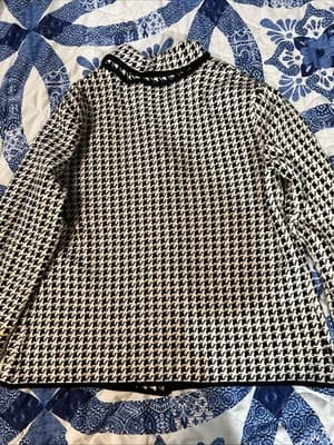 Wool-blend houndstooth jacket with black trim by Willi Smith Size XL - Thumbnail 3