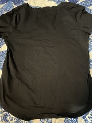 Banana Republic Women's XS Black V-Neck T-Shirt Short Sleeve 100% Cotton Ribbed - Thumbnail 3