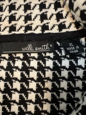 Wool-blend houndstooth jacket with black trim by Willi Smith Size XL - Thumbnail 2
