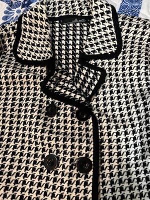 Wool-blend houndstooth jacket with black trim by Willi Smith Size XL - Thumbnail 4