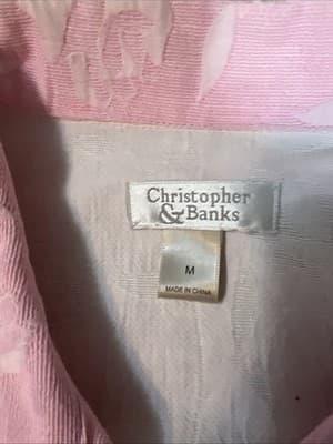 Pink Jacquard Linen Boxy Jacket by Christopher and Banks Size Medium NWT M - Thumbnail 2