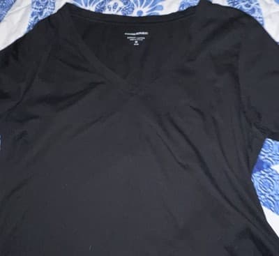 Banana Republic Women's XS Black V-Neck T-Shirt Short Sleeve 100% Cotton Ribbed
