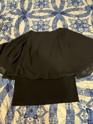 Coco Bianco Women's Black & White Trim Bell Sleeve Blouse Top Size M - Thumbnail 4