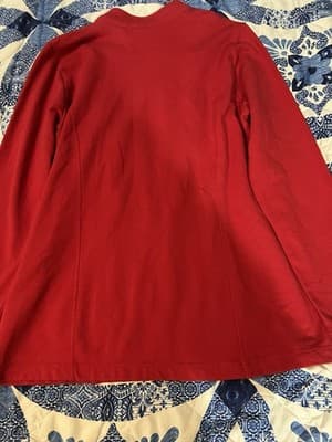 Red cotton-blend zip-up jacket with rhinestone embellishments by CJ Banks M - Thumbnail 5