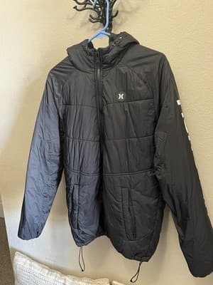 Black Quilted Puffer Jacket by Hurley Men’s Size Medium New Without Tags - Thumbnail 4