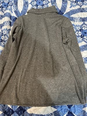 Liz Claiborne Funnel Neck Pullover Sweater In Gray Herringbone Pattern Size L - Thumbnail 2