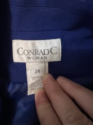 Conrad C Collection Womens Jacket Size 24 Blue Blazer Lined Office Wool Full Zip - Thumbnail 4