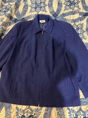 Conrad C Collection Womens Jacket Size 24 Blue Blazer Lined Office Wool Full Zip
