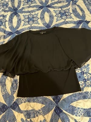 Coco Bianco Women's Black & White Trim Bell Sleeve Blouse Top Size M - Thumbnail 2