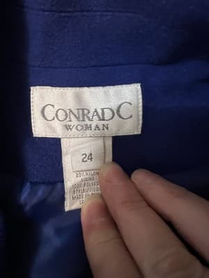 Conrad C Collection Womens Jacket Size 24 Blue Blazer Lined Office Wool Full Zip - Thumbnail 3