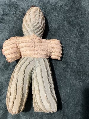 A Handmade Fabric Doll with Googly Eyes and Vintage Clothing. Antique. Handmade - Thumbnail 6