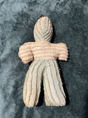A Handmade Fabric Doll with Googly Eyes and Vintage Clothing. Antique. Handmade - Thumbnail 7